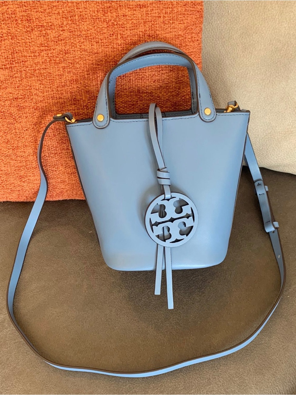 Tory Burch Blue Miller Mini Bucket Bag
